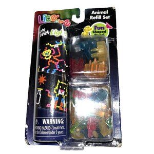 Lite Brite Kids Refill Set Animal 50 Pegs 8 Reusable Templates Dog Cat Rabbit Mu